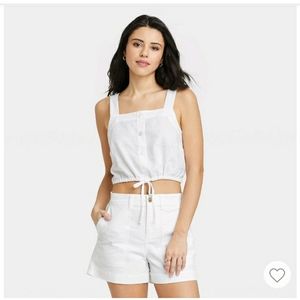 A New Day Tie-Front Apron Tank Top White XS